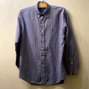 Men’s Long Sleeve Button Down Shirt purple Blue Ralph Lauren Blake 100% Cotton